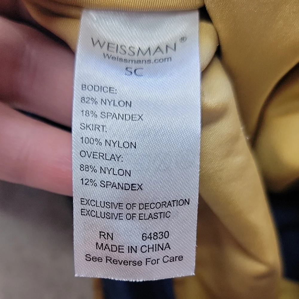 Weissman Size SC (6/6X) Navy & Gold Showtime Sequin Tutu Dance Costume #13838